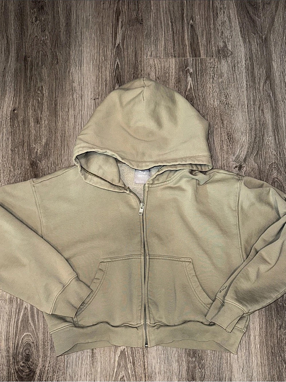 Tna CozyAF Fleece Perfect Zip Hoodie Sage Green Small